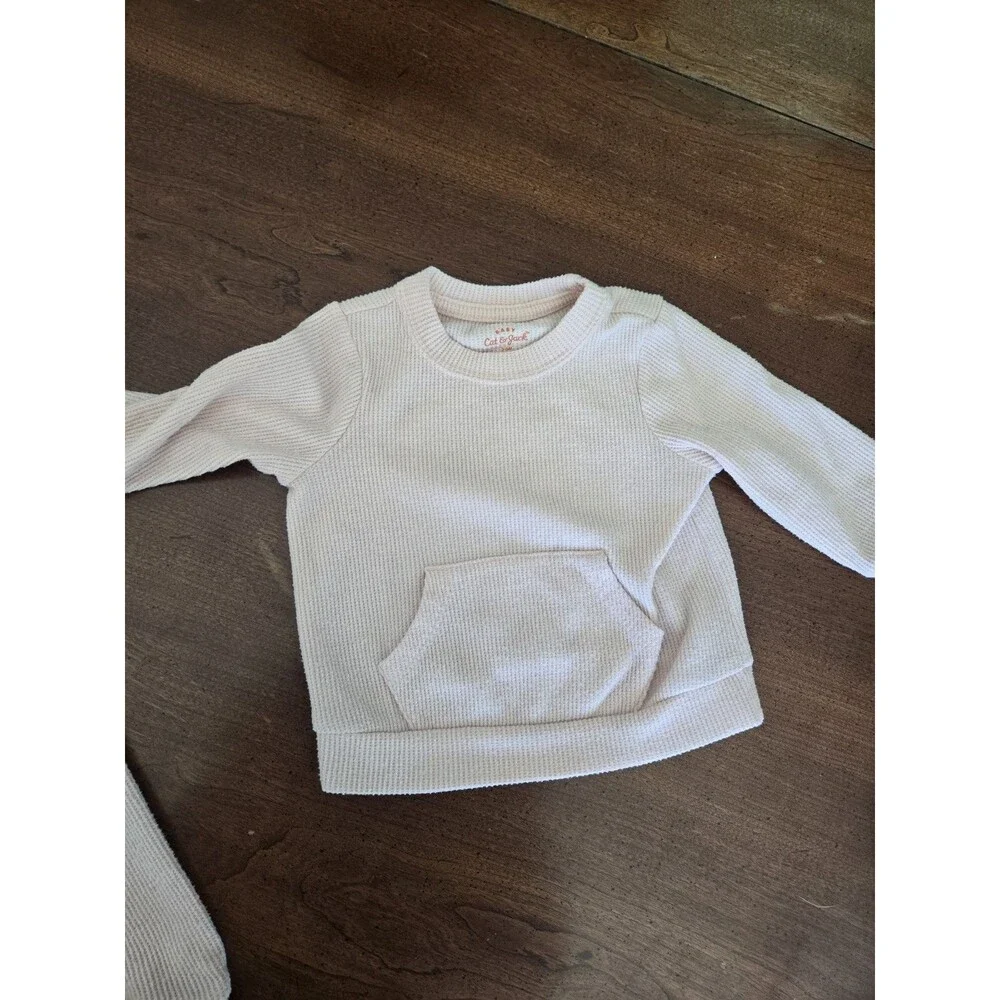 Cat & Jack 3-6 Month 2 Pc Waffle Knit Sweatshirt & Pants Set Soft Pink